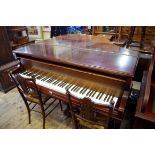 A Challen mahogany baby grand piano, No.43370, length including keyboard 140cm.