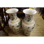 A large pair of Oriental style vases, 91cm high.