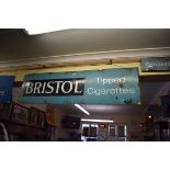 A vintage 'Bristol Tipped Cigarettes' enamel sign, 43 x 153cm.