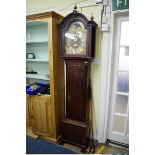 A George III oak and mahogany crossbanded eight day longcase clock, the 12¾in brass and silvered