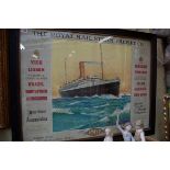 A framed advertising poster for 'The Royal Mail Steam Packet Co', 56 x 75cm.