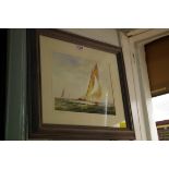 Norman Wilkinson, a sailing boat, signed, watercolour, 20 x 25cm.