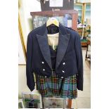 A Scottish 'Brodie Hunting' tartan kilt, jacket and waistcoat; together with related items including