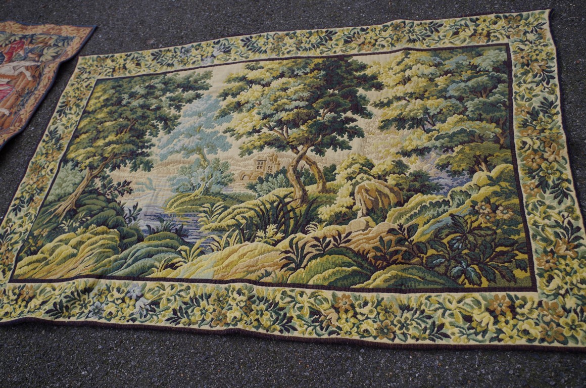 Four Machine made wall hanging tapestries, in Renaissance style.