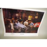 Automobilia: a limited edition Andretti print, titled 'The Beginning', signed in gold pen by Mario