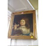 English School, early 19th century, a young child seated at a piano, oil on canvas, 41 x 31.5cm.