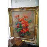 * Hinot, still life of poppies, indistinctly signed, oil on board, 49.5 x 39.5cm.