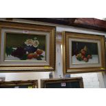 G Gordon, still life of fruit, a pair, each signed and dated 1929, oil on board, 16.5 x 25cm.