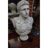 After the antique, a white painted plaster bust of Augustus Caesar as centurion of Primaporta, on