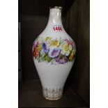 A Copeland porcelain vase, finely painted with a continuous band of flowers by C F Hurten, signed,