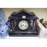 A Victorian slate and marble architectural mantel clock, 31.5cm high.