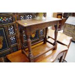 A 17th century style oak joint stool, 53cm wide.