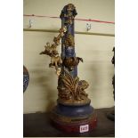 A painted metal fountain model, bearing plaque inscribed 'La Fontaine de Jouvence', total height