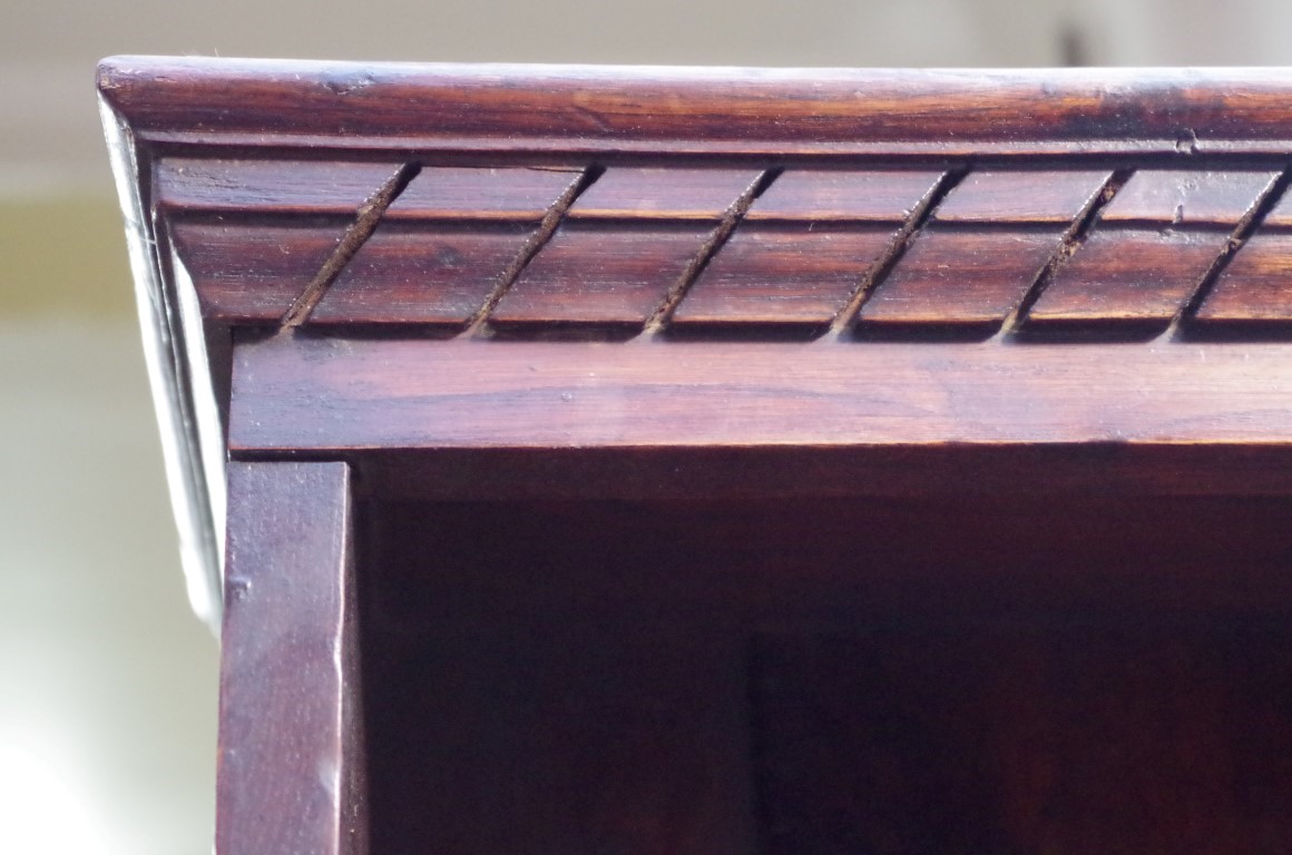 An 18th century oak dresser base, with geometrically moulded frieze drawers above reel turned legs - Image 3 of 6