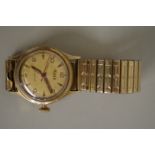 A Rone 9ct gold gentlemans manual wristwatch, cal 1058, 30mm case, hallmark Birmingham 1956, on