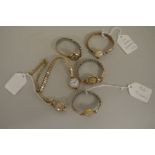 Six various vintage 9ct gold ladies wristwatches. five on later plated expanding bracelets and one