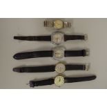 Five various gentlemans wristwatches, to include Lonlay Grand Lux; a Rytima Deluxe; and a Ruhla.