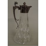 A silver mounted cut glass claret jug, by F Drury Ltd, Sheffield 1984, 27.5cm high.