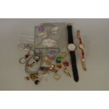 A small quantity of costume jewellery, to include three silver pendants.