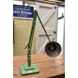 A vintage Herbert Terry Anglepoise green painted lamp.Â