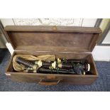 A set of bagpipes, with ivory mounts, in box.