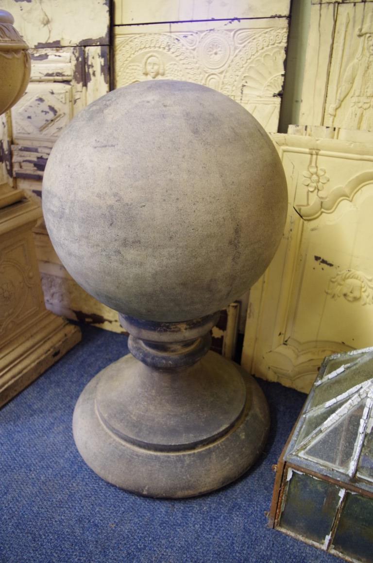 A large pair of stoneware gate pier balls,Â attributed to Blashfield, 80cm high.Provenance: by - Image 2 of 2
