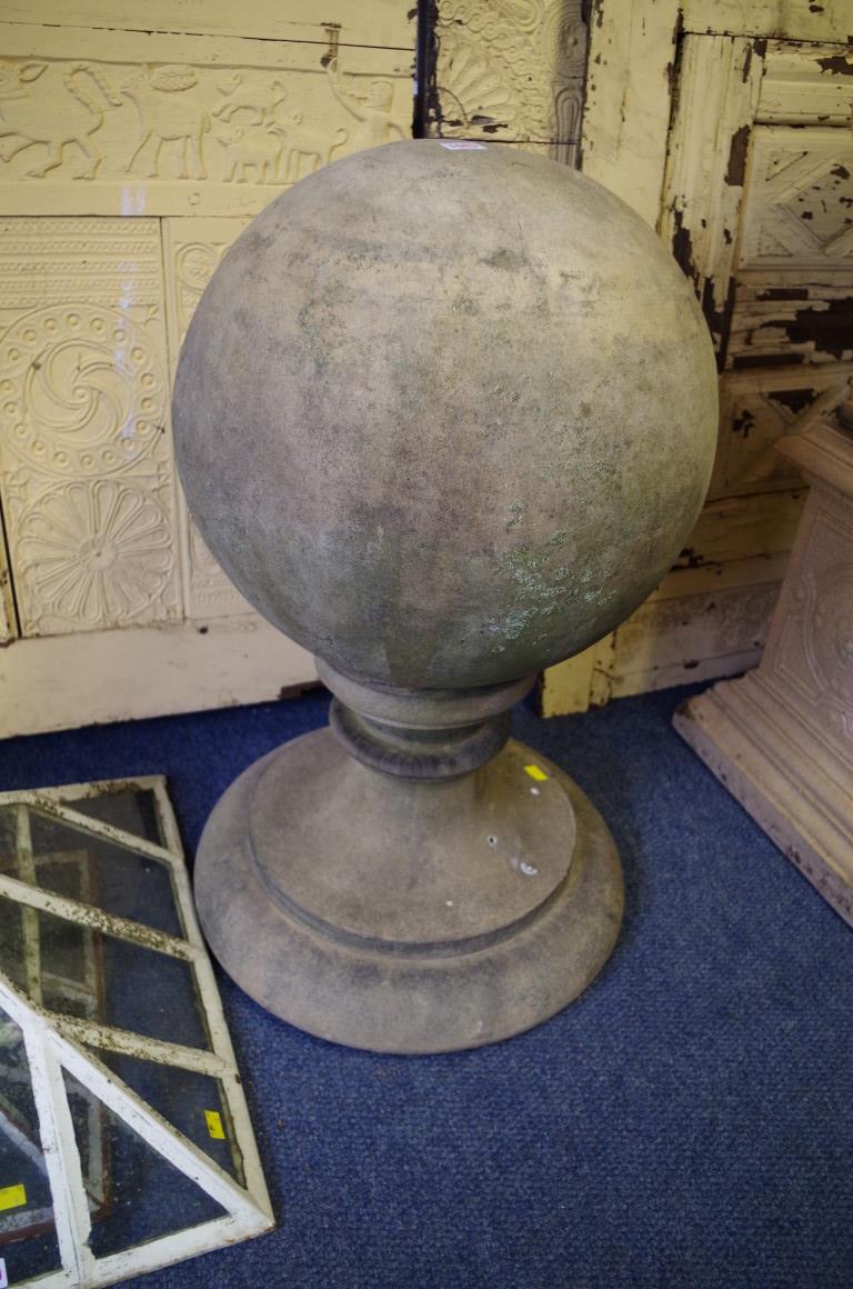 A large pair of stoneware gate pier balls,Â attributed to Blashfield, 80cm high.Provenance: by