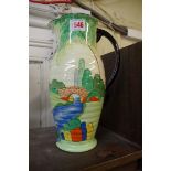 A Clarice Cliff style Art Deco pottery jug, 27cm high.