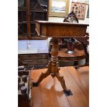 A 19th century Continental fruitwood tripod occasional table,Â with frieze drawer, 58cm wide.