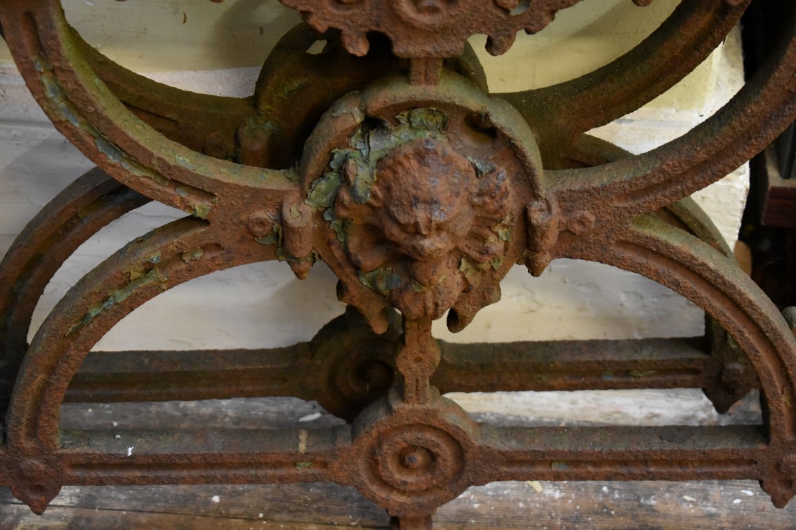 A pair of Victorian cast iron bench ends. - Image 2 of 2