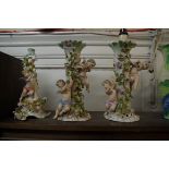 Three Plaue porcelain figural table lamps, each (a.f.).