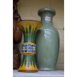 A Chinese celadon crackle glaze vase,Â 34.5cm high; together with another Chinese vase, 21.5cm high,