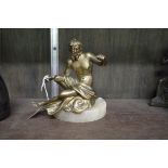 An antique bronze figure of a river god, on onyx base, total height 13.5cm high; together with