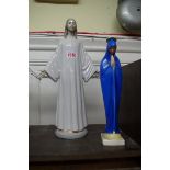 A Lladro figure of Christ, 37cm high; together with a Hummel Virgin, 27.5cm high.