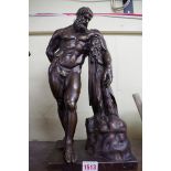 A bronze figure of Hercules, 41cm high.