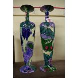 A pair of T F & Sons 'Phoenix' Florante vases, 38.5cm high, (a.f).