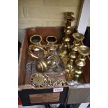 A mixed collection of brassware.