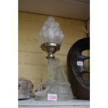 An Art Deco frosted figural table lamp, 39cm high.