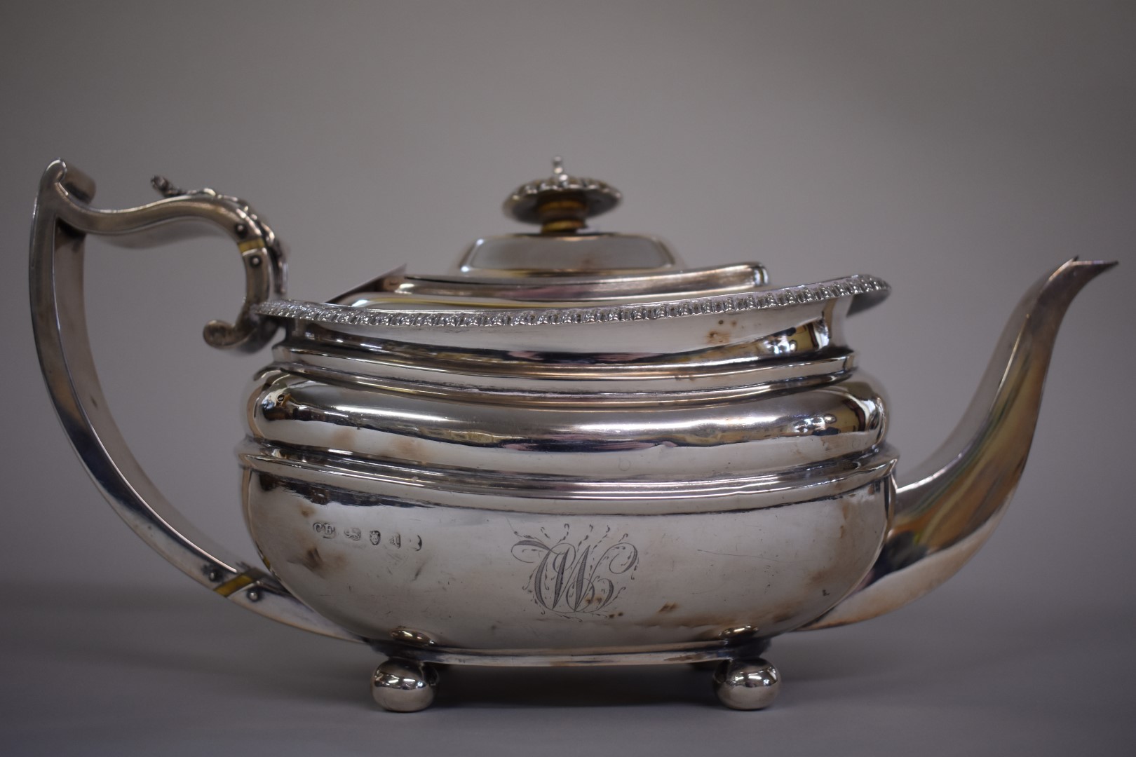 A George lll silver teapot,Â by Charles Fox, London 1776,Â 635g all in.