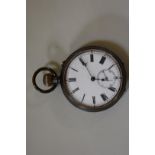 A steel cased La Precieuse pocket watch, having 44mm white enamel dial decorated Roman numerals