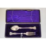 A Victorian Christening fork and spoon set, by The Portland Co (Francis Higgins), London 1861,