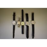 Five various gentlemans wristwatches, to include Lonlay Grand Lux; a Rytima Deluxe; and a Ruhla.