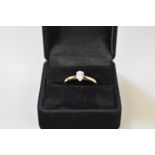 A pear shaped diamond gold ring,Â hallmarked 750, .46ct