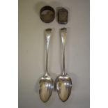 A pair of George III silver Old English pattern serving spoons, by Mary & Elizabeth Sumner, London