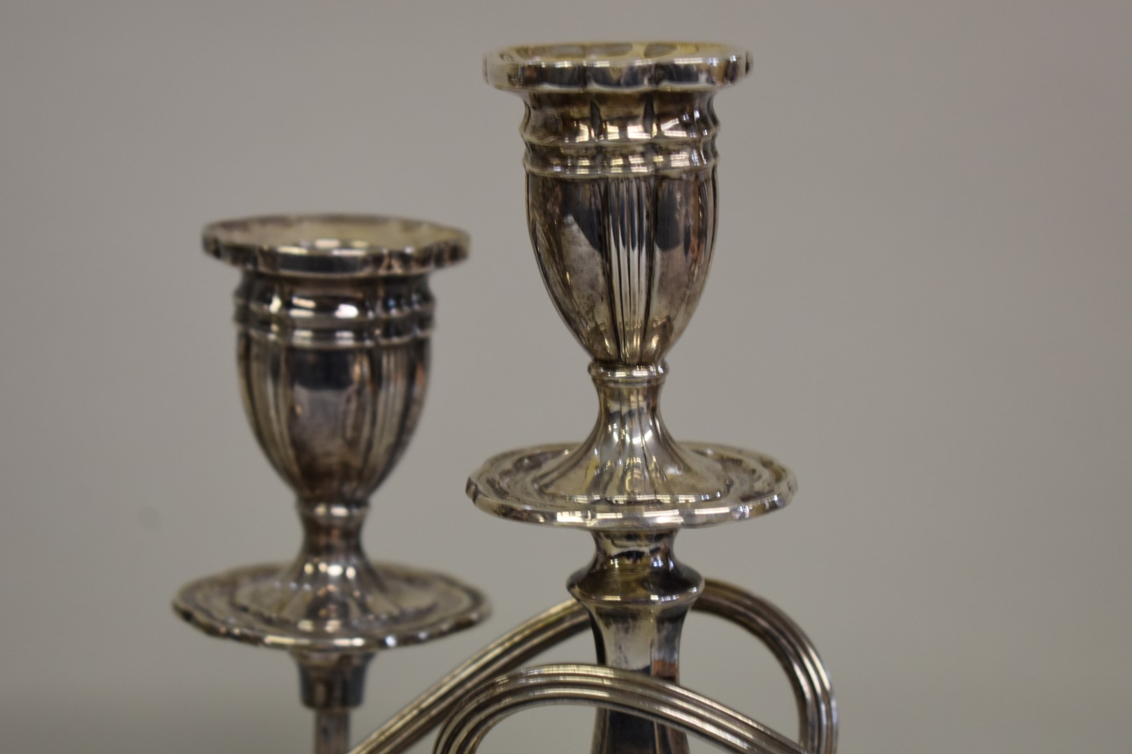 A pair of silver twin branch candelabra,Â by Alexander Smith,Â Birmingham 1976, 27.5cm high. - Image 3 of 5