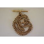 A gold watch chain and swivel, the bales and swivel stamped 375, 23g.