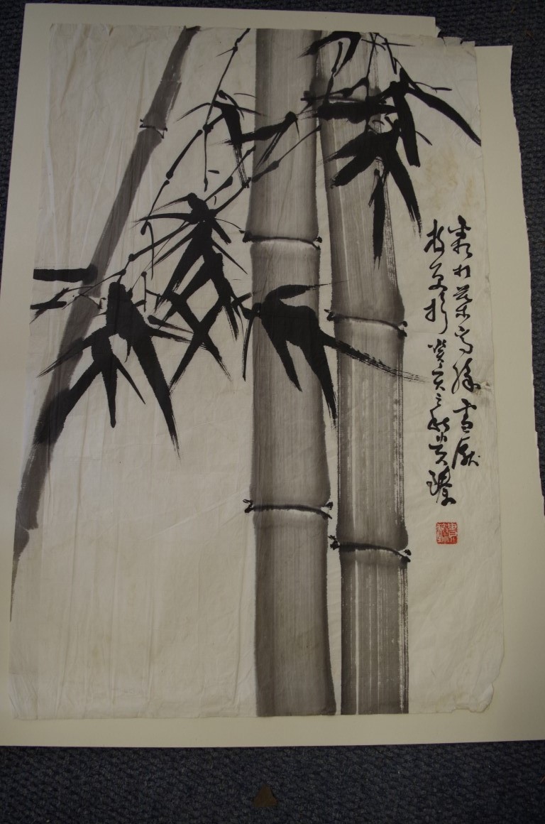 Chinese School, 20th century, 'Bamboo', signed and inscribed, monochrome watercolour, 68 x 45cm.