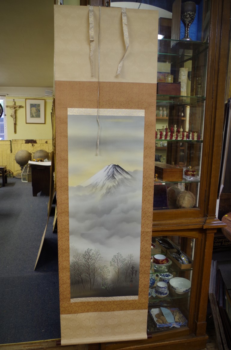 Japanese School, 'Mount Fuji', red seal mark, watercolour, image 102 x 39.5cm; together with another - Image 9 of 18