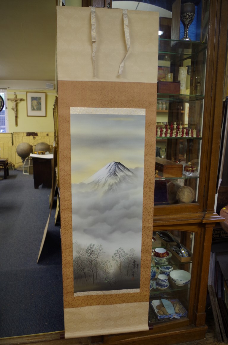 Japanese School, 'Mount Fuji', red seal mark, watercolour, image 102 x 39.5cm; together with another - Image 10 of 18