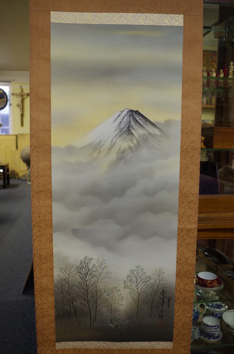 Japanese School, 'Mount Fuji', red seal mark, watercolour, image 102 x 39.5cm; together with another - Image 11 of 18